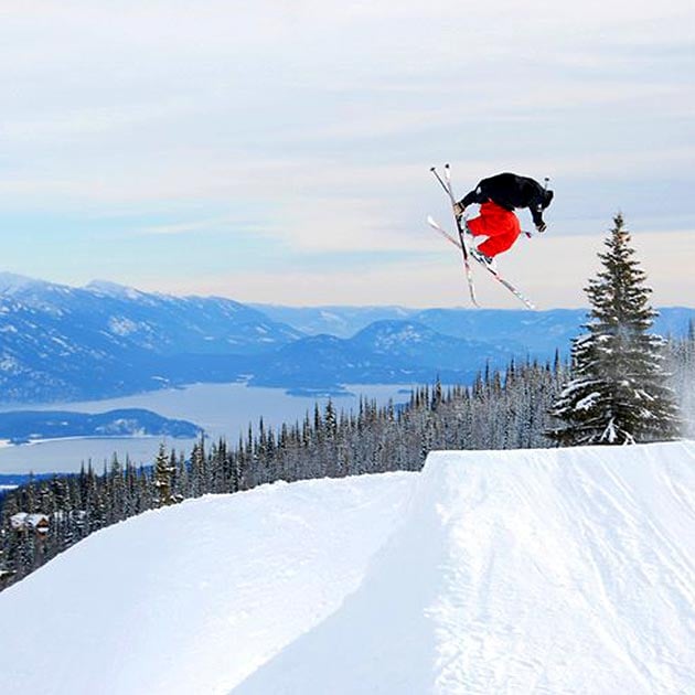 Professional park skier at Schweitzer mountain sponsored by The Sports Creel
