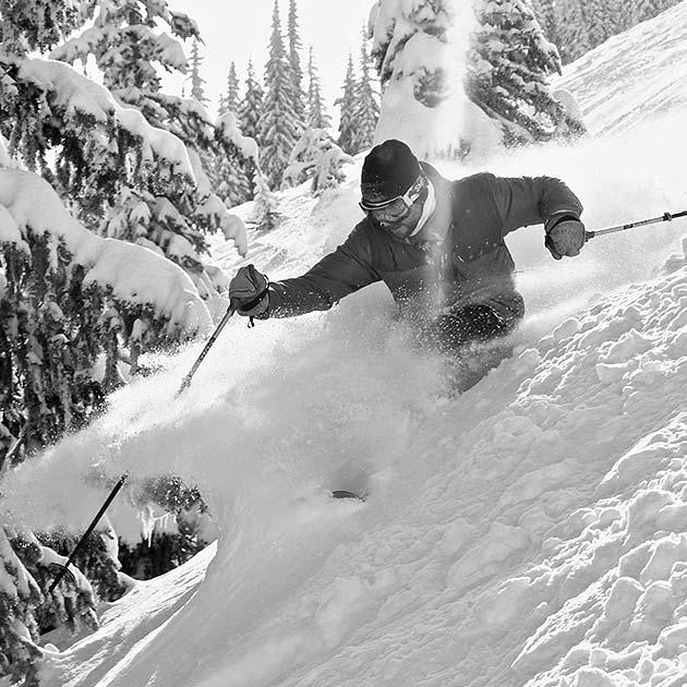 classic skier in black and white