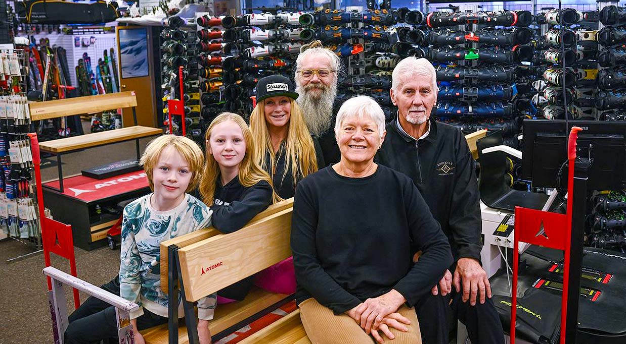 The Sports Creel is Spokane's best ski and snowboard and winter sports shop. This is a photo of the whole family who owns it.